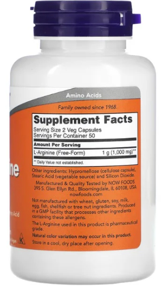 L-Arginine 500 mg ingredients
