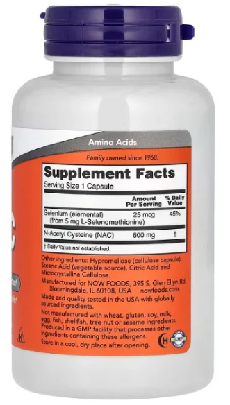 NAC - 600 mg ingredients